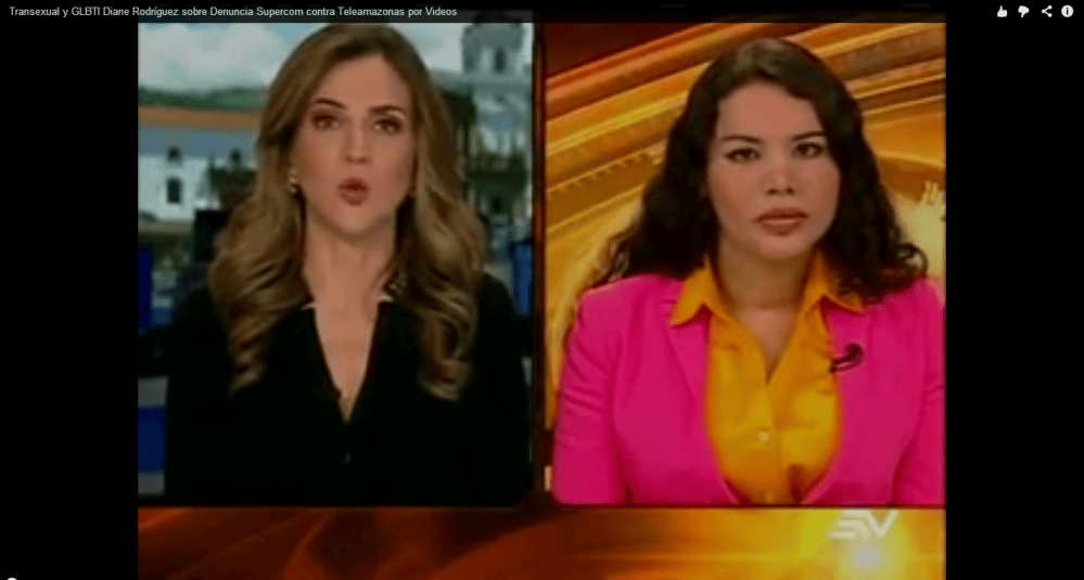 transexual y activista Diane Rodríguez en contacto Directo sobre la querella a supercom contra teleamazonas por no entregar a tiempo videos