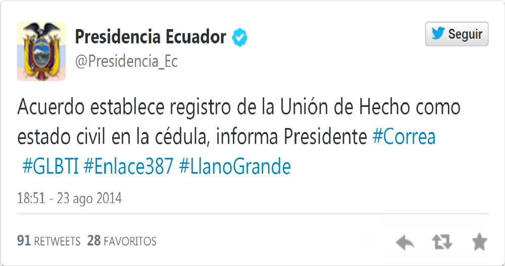 Ecuador sigue avanzando en derechos para parejas del mismo sexo-Siluetax