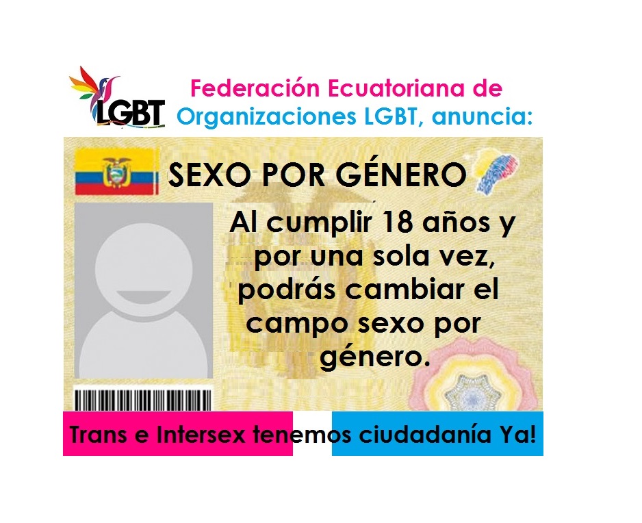 Sexo por Género - Trans e intersex tenemos ciudadanía ya en Ecuador MI genero en mi cedula